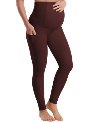 26" Side Pockets Maternity Yoga Pants mahoganymaroon_yoga