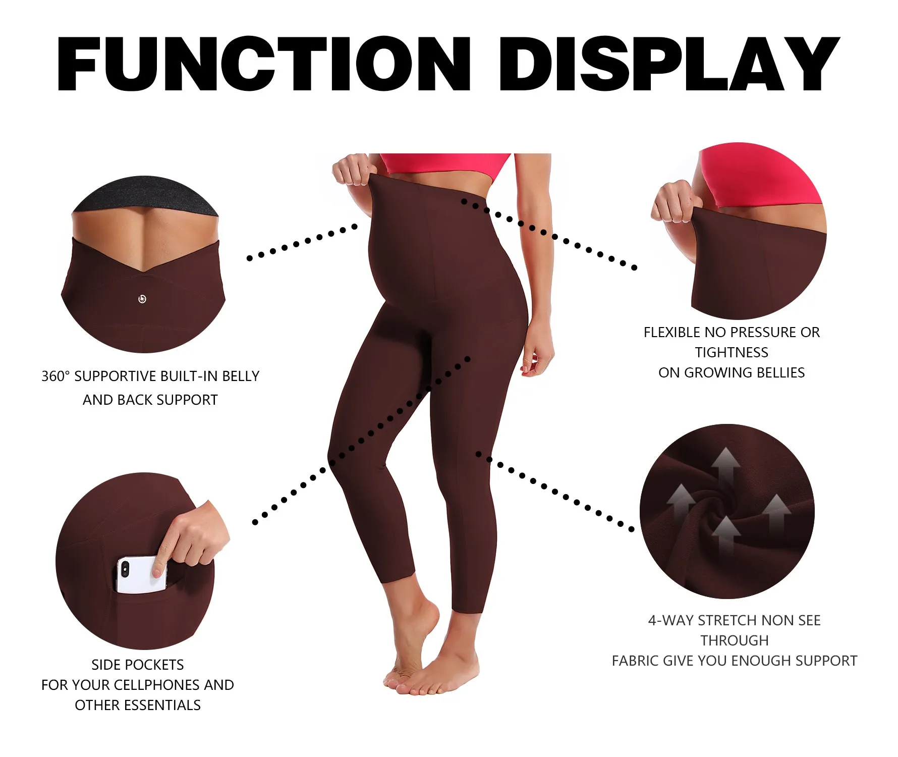 26" Side Pockets Maternity Yoga Pants mahoganymaroon_yoga