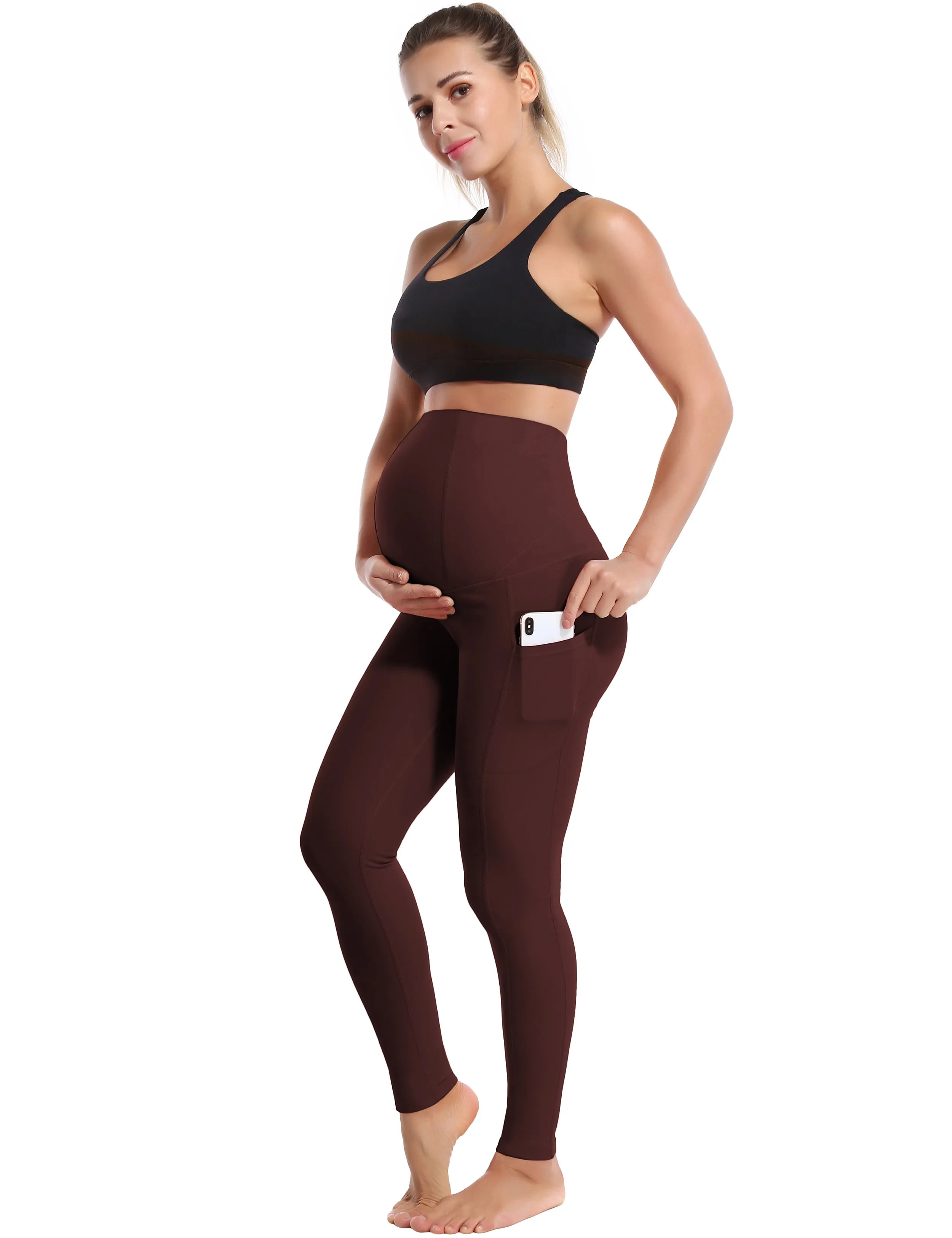 26" Side Pockets Maternity Yoga Pants mahoganymaroon_yoga