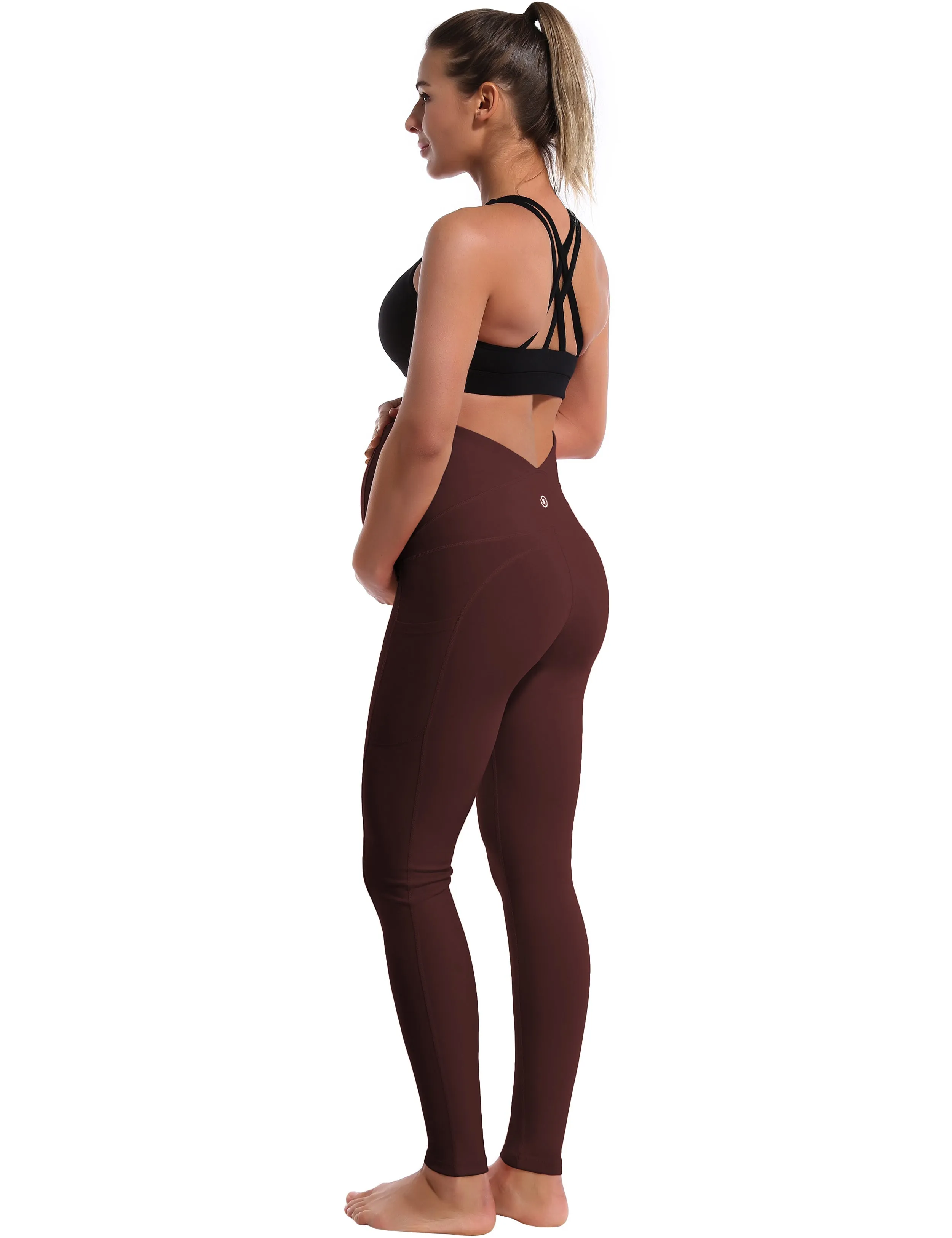 26" Side Pockets Maternity Yoga Pants mahoganymaroon_yoga