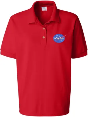 ALLNTRENDS Women's Polo Shirt NASA Embroidered Space Tshirt