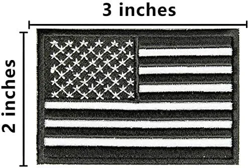 ASA Techmed 4 Pack Black and White US USA Flag Embroidered Patch Military Iron On Sew On Tactical Morale Patch for Hats Backpacks Caps Jackets   More