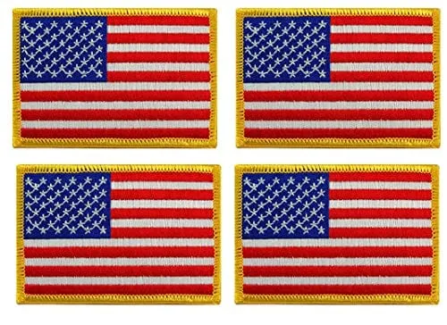 ASA Techmed 4 Pack Patriotic US USA Flag Embroidered Patch Military Iron On Sew On Tactical Morale Patch for Hats Backpacks Caps Jackets   More