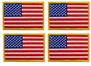 ASA Techmed 4 Pack Patriotic US USA Flag Embroidered Patch Military Iron On Sew On Tactical Morale Patch for Hats Backpacks Caps Jackets   More