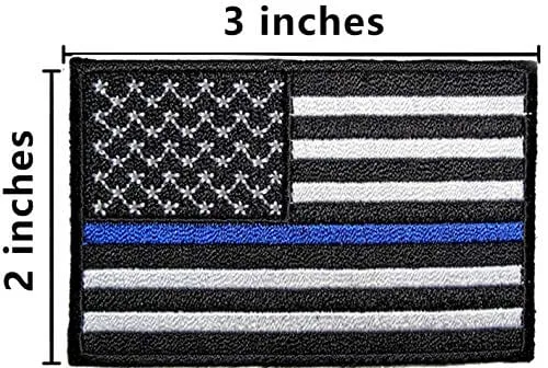 ASA Techmed 4 Pack US USA Flag Embroidered Patch Thin Blue Line Police Emblem Military Iron On Sew On Tactical Morale Patch for Hats Backpacks Caps Jackets   More