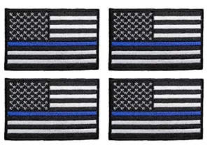 ASA Techmed 4 Pack US USA Flag Embroidered Patch Thin Blue Line Police Emblem Military Iron On Sew On Tactical Morale Patch for Hats Backpacks Caps Jackets   More