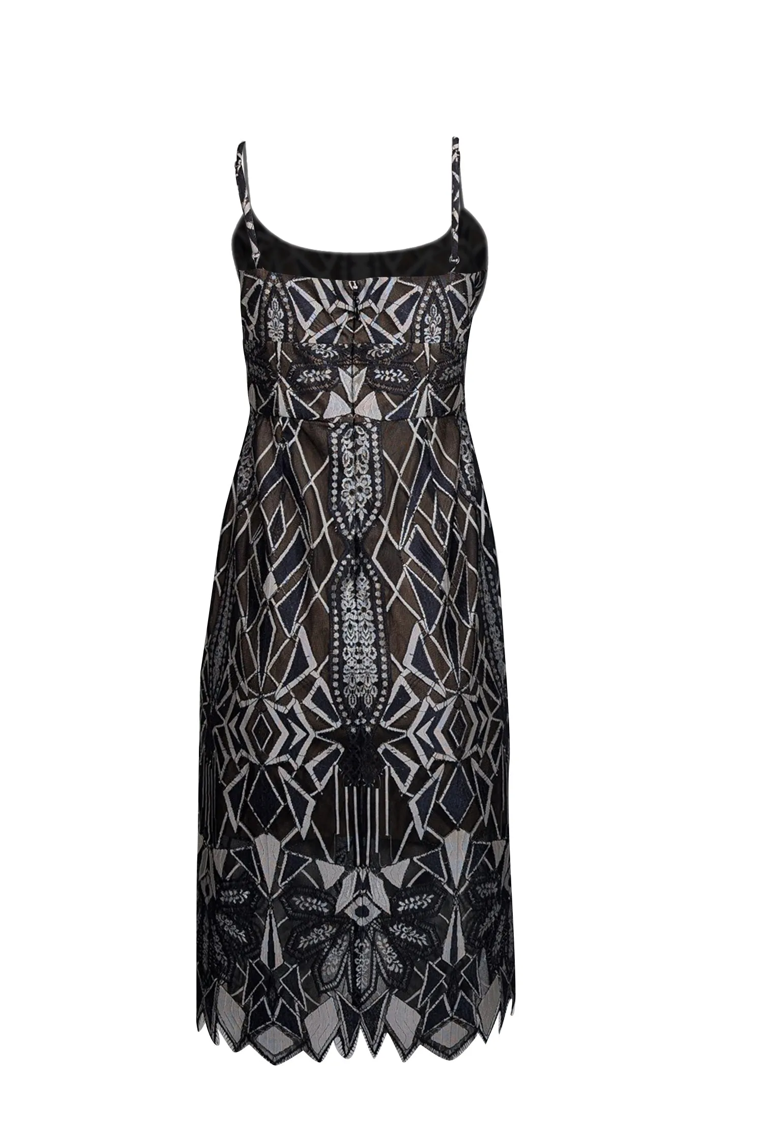 BCBG Max Azria - Black & Beige Lace Sleeveless Dress Sz 10