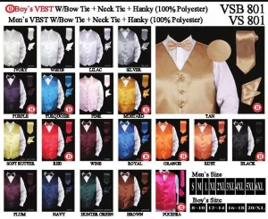 Boys Satin Vest with Tie, Bow Tie, and Hanky