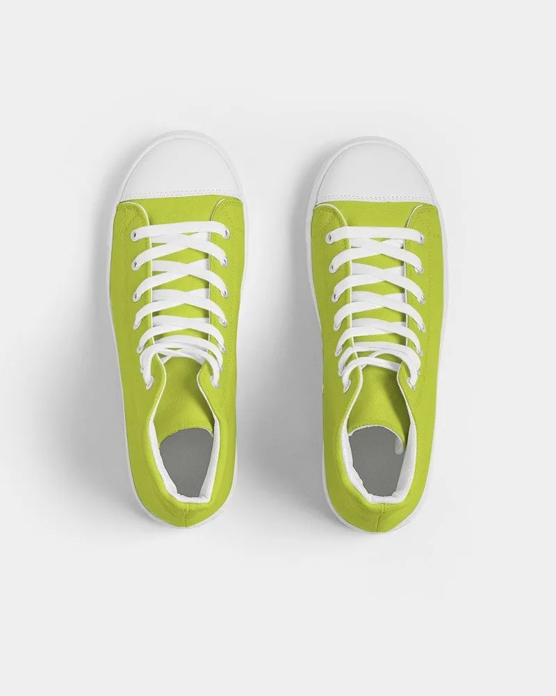 Bright Yellow Warm Green Women's High-top Canvas Sneakers | Women's | Bright Pure Yellow Warm Green | C25M0Y100K0