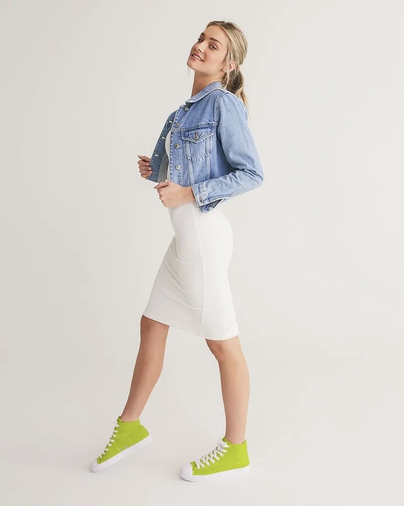 Bright Yellow Warm Green Women's High-top Canvas Sneakers | Women's | Bright Pure Yellow Warm Green | C25M0Y100K0