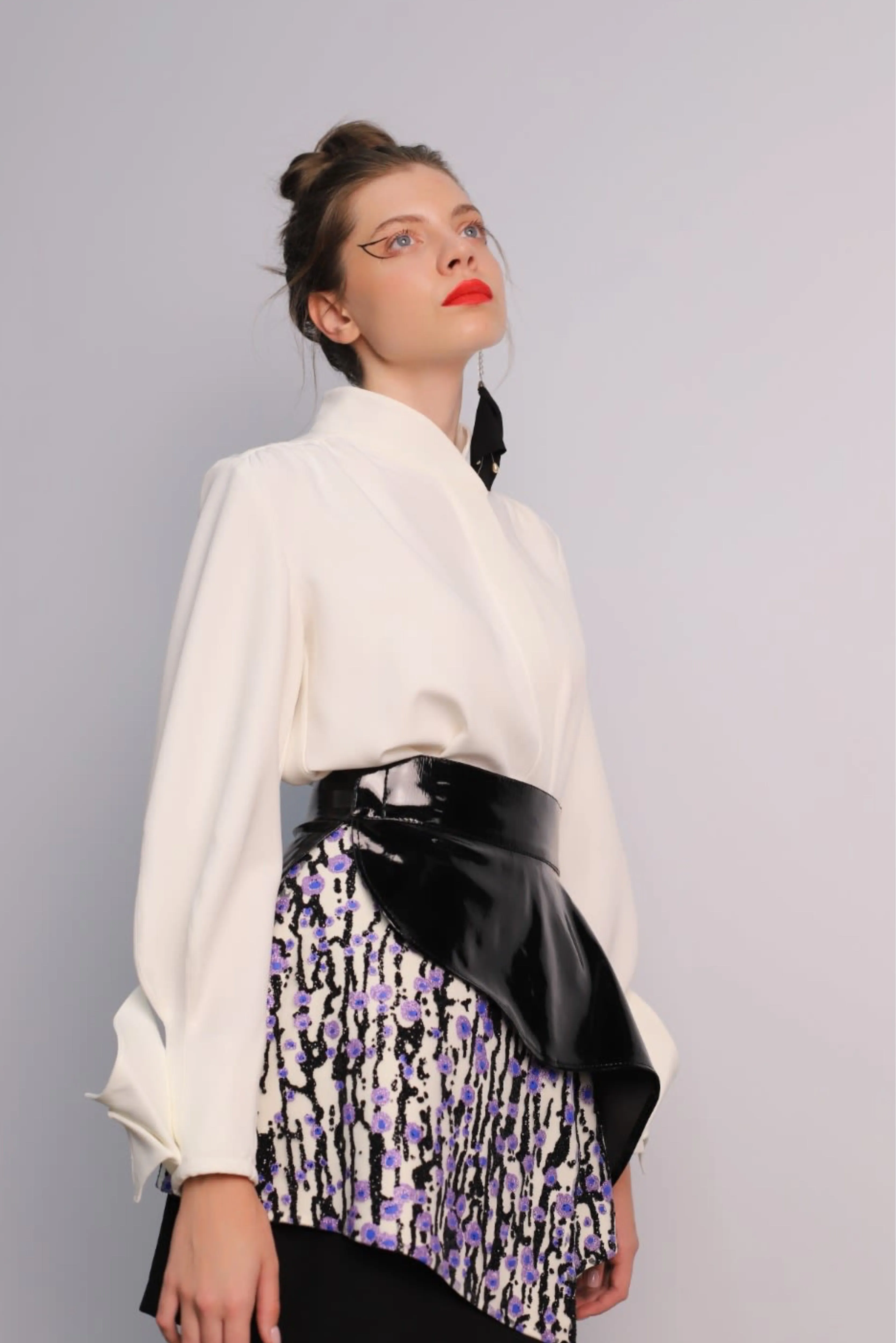 Chic Blouse With Decorative Cuffs Ecru
