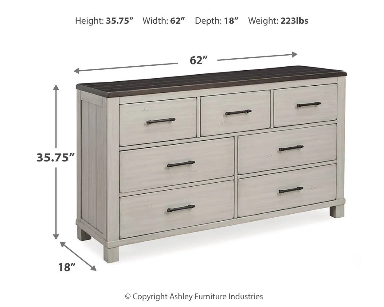 Darborn Queen Panel Bed with Dresser in Gray/Brown