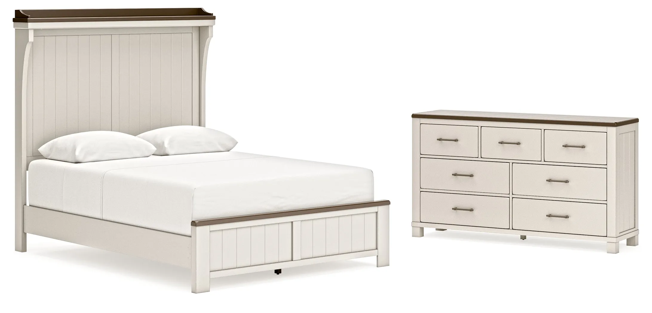 Darborn Queen Panel Bed with Dresser in Gray/Brown