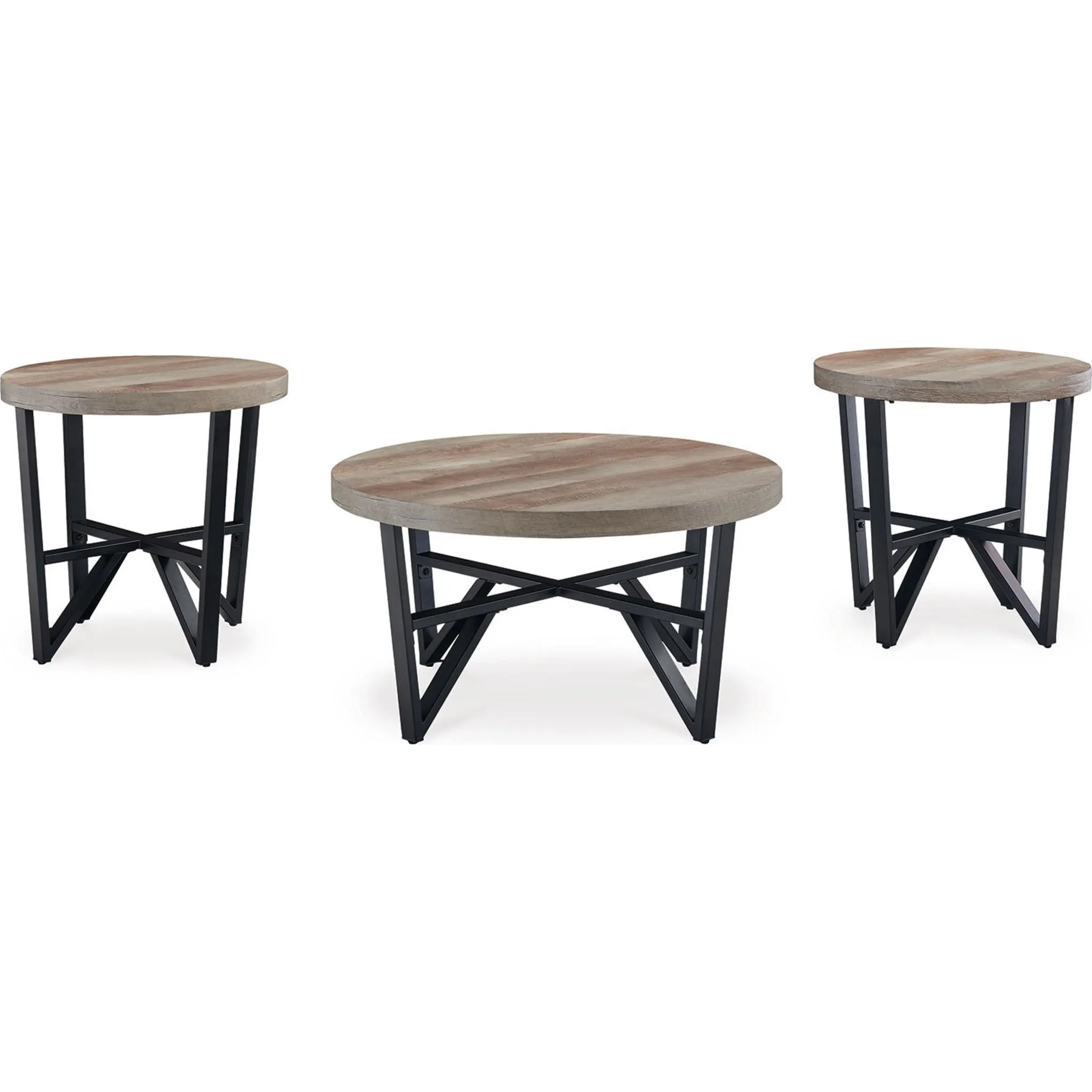 Deanlee 3 Pack Tables - Grayish Brown/Black