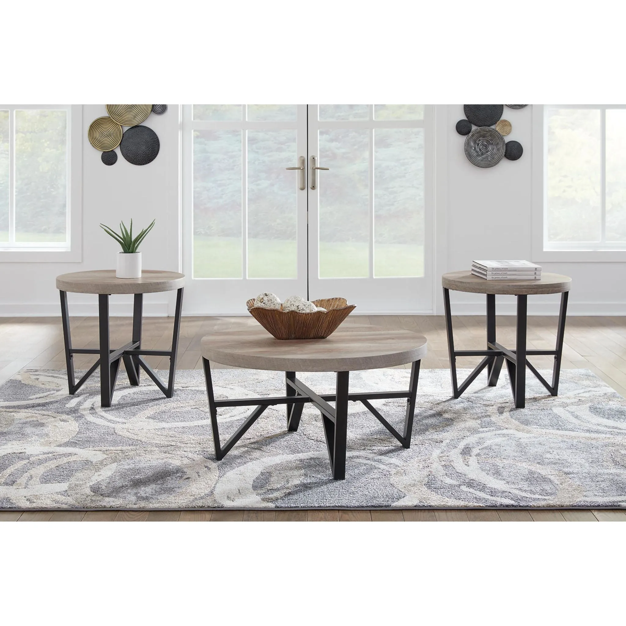 Deanlee 3 Pack Tables - Grayish Brown/Black