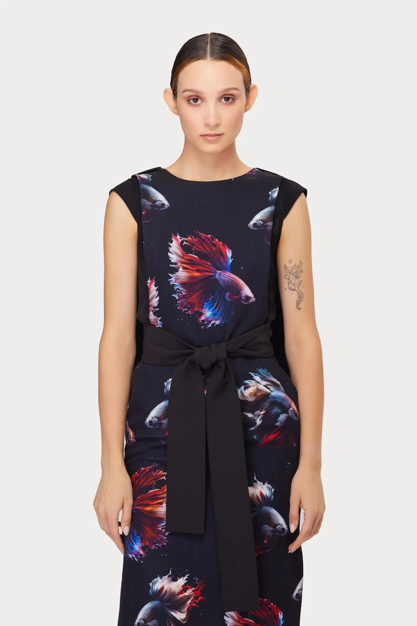 Designer Unique Dress With Print Black