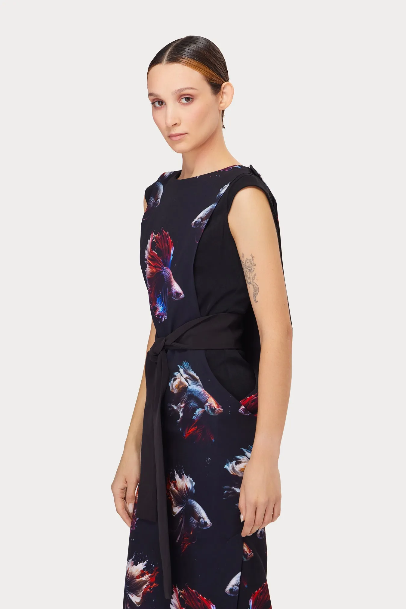 Designer Unique Dress With Print Black