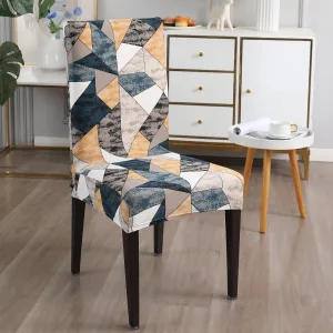 Elastic Stretchable Dining Chair Cover, Multicolor Geometric Print