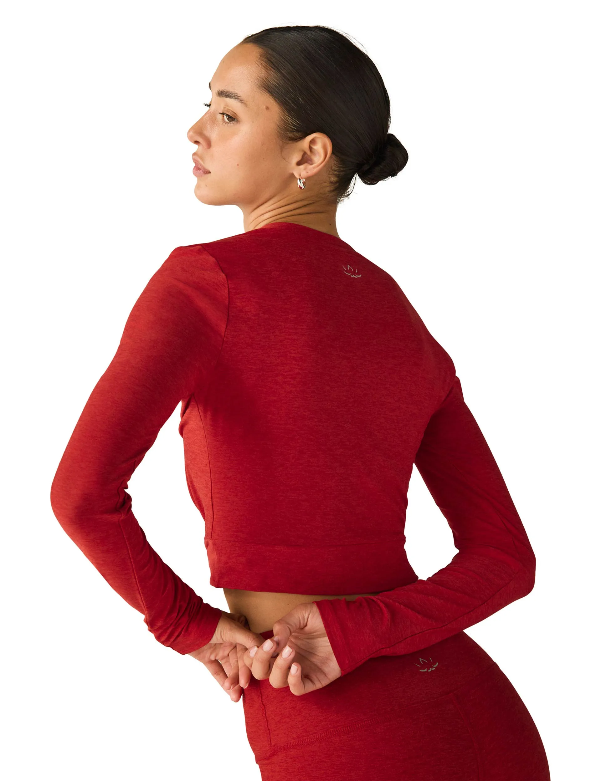 Featherweight Center Stage Cropped Pullover - Ruby Red Heather