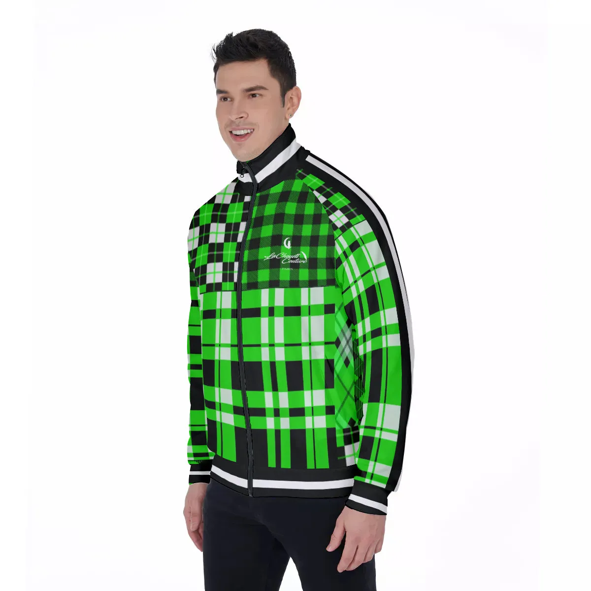 FLEXIN PLAID FLUO Men's Stand Collar Jacket