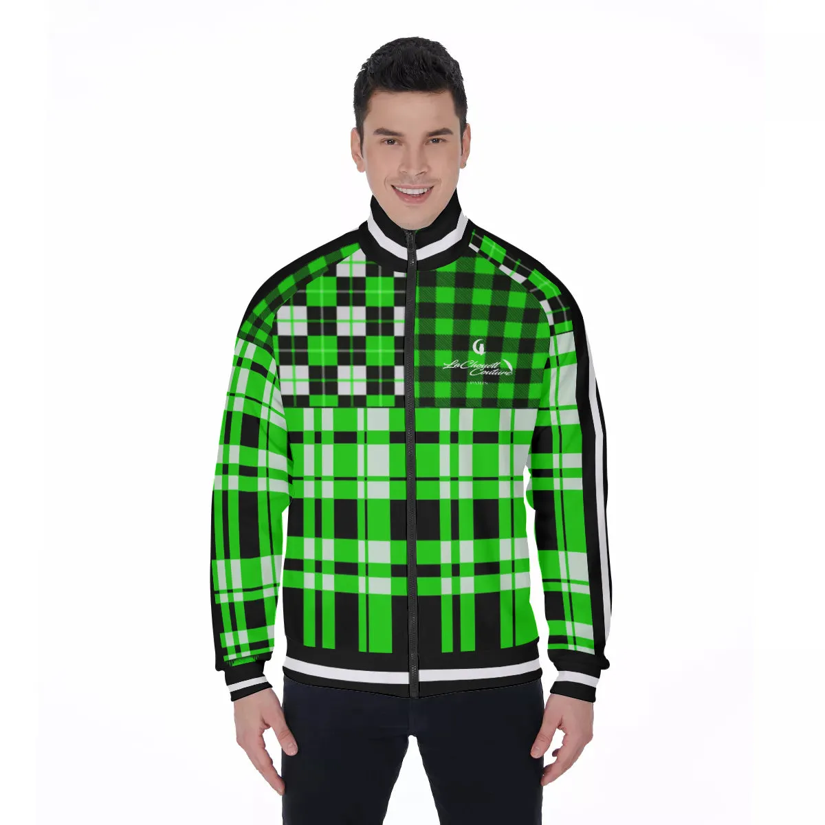 FLEXIN PLAID FLUO Men's Stand Collar Jacket