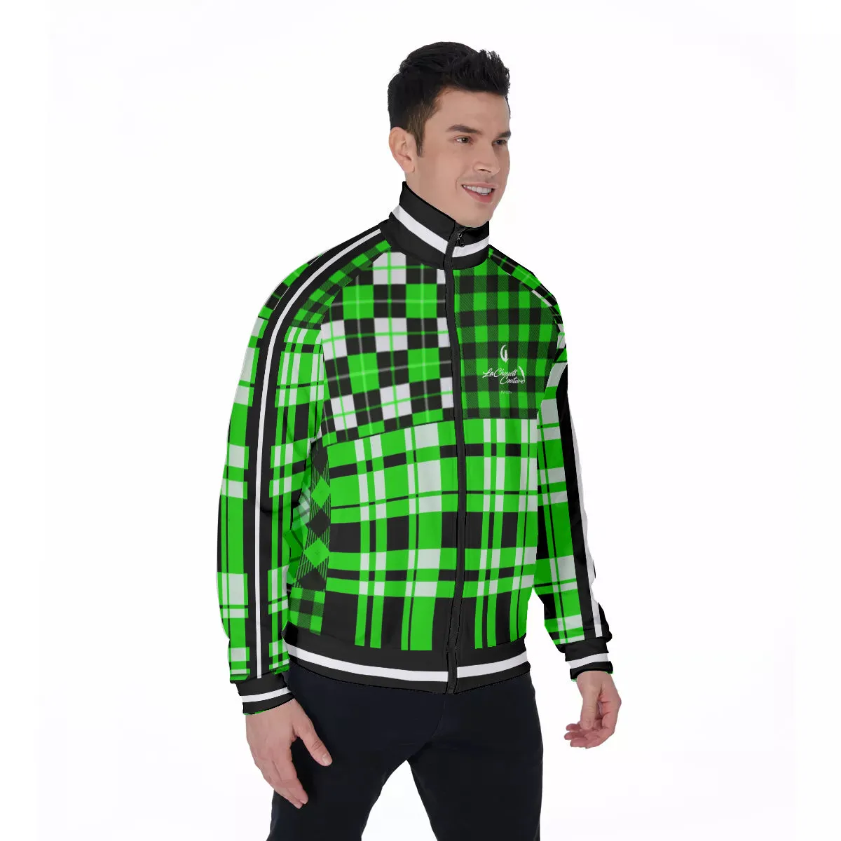 FLEXIN PLAID FLUO Men's Stand Collar Jacket