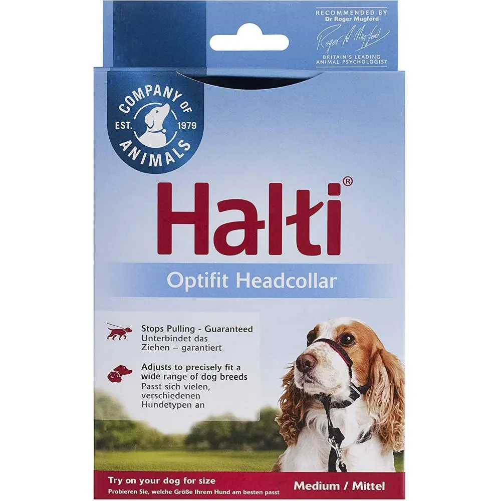 Halti Medium Optifit Black Dog Training Headcollar