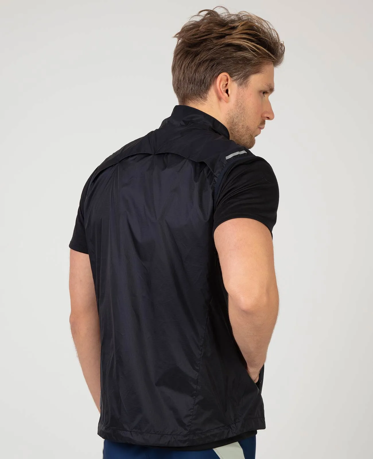 Herren Leichte Windweste Fahrradweste - Laufweste Comfort Line Schwarz