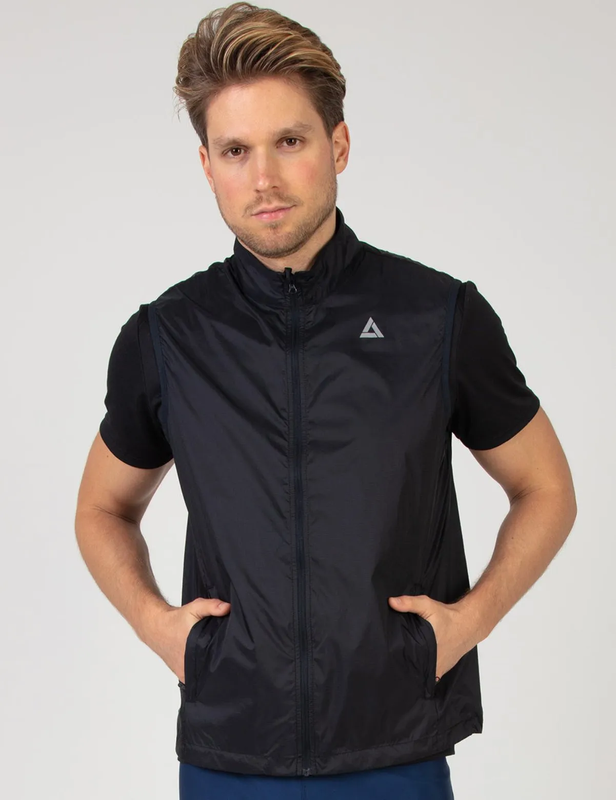 Herren Leichte Windweste Fahrradweste - Laufweste Comfort Line Schwarz