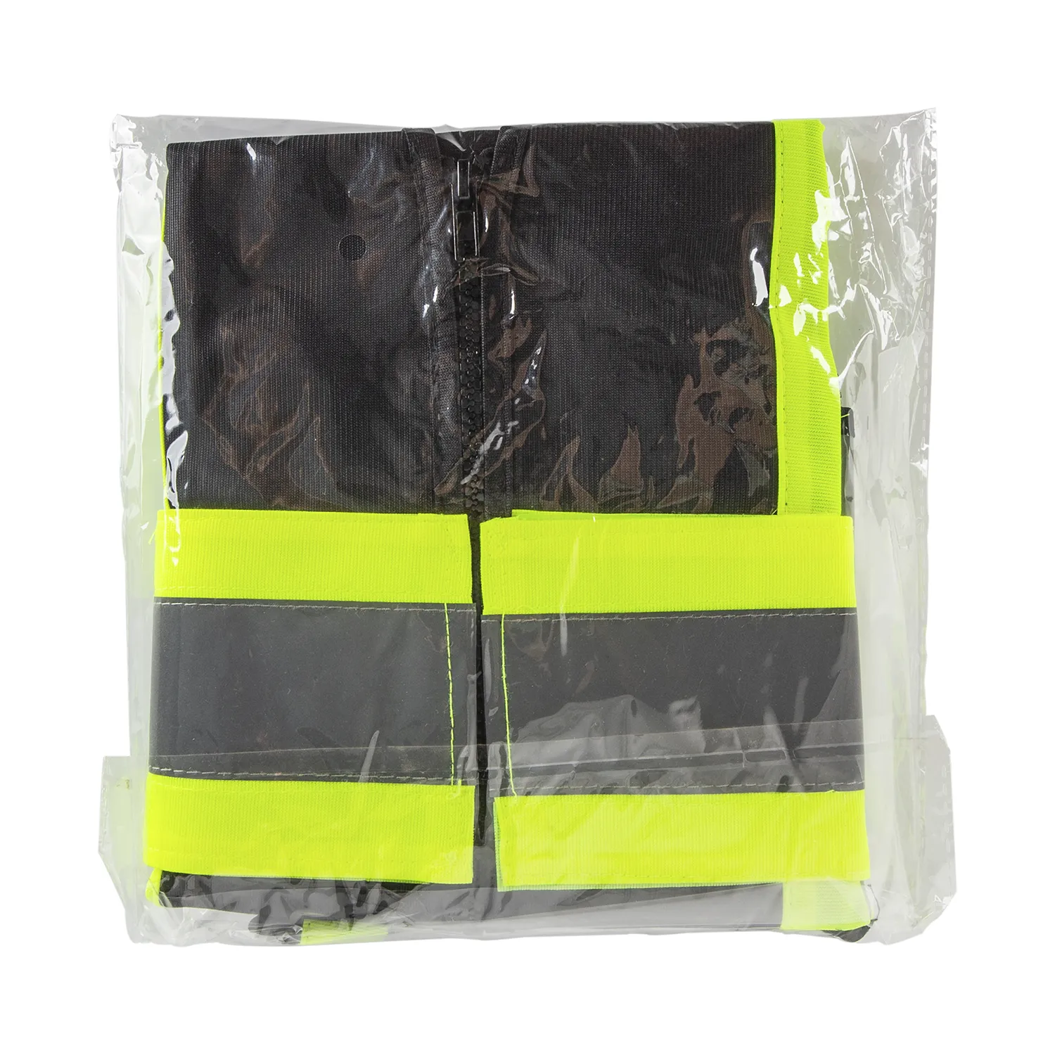 High Visibility Reflective Safety Vest with Zipper Fastening (Black), Large - 1 pc