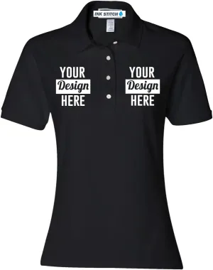 INK STITCH Custom Women 437wr Logo Texts Embroidery SpotShield Polo Shirts