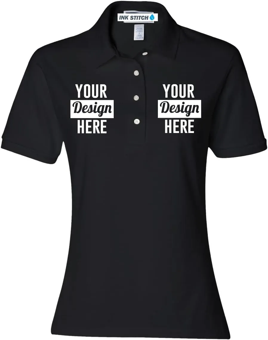 INK STITCH Custom Women 437wr Logo Texts Embroidery SpotShield Polo Shirts