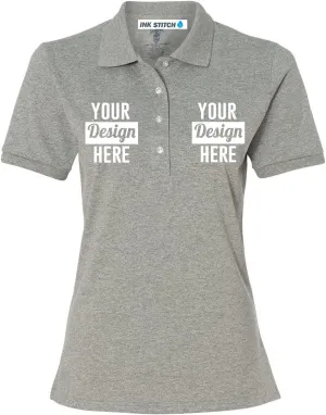 INK STITCH Custom Women 437wr Logo Texts Embroidery SpotShield Polo Shirts