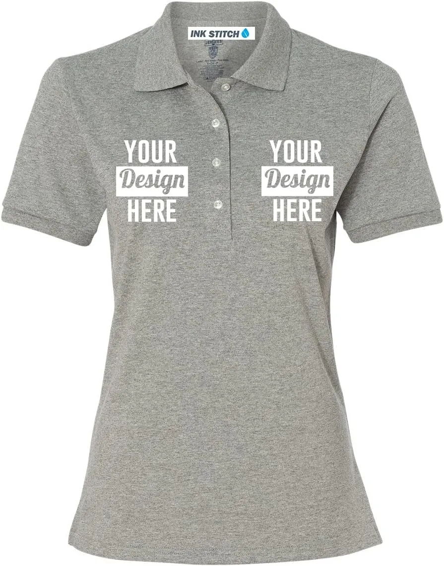 INK STITCH Custom Women 437wr Logo Texts Embroidery SpotShield Polo Shirts