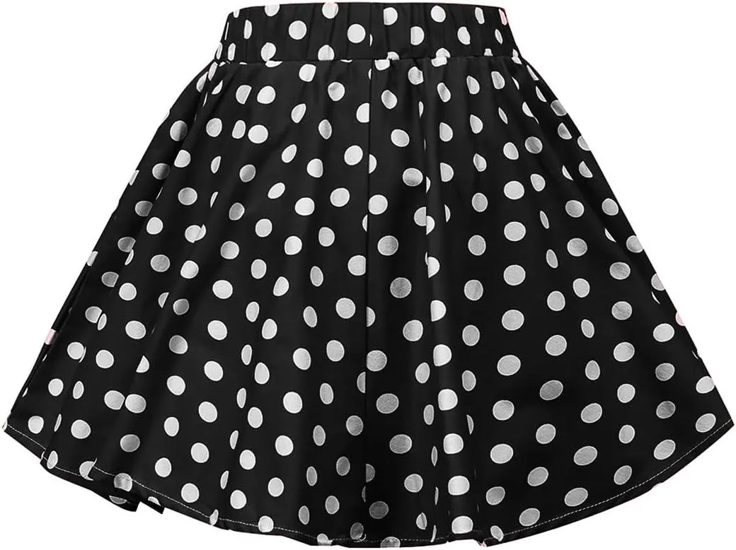 JE Sterguard Girls Polka Dot Mini Stretch Waist Full Round Skater Skirts for Party or Sport 4-16 Years