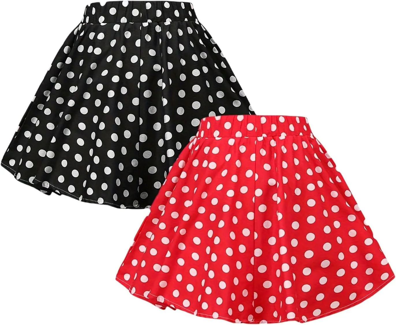 JE Sterguard Girls Polka Dot Mini Stretch Waist Full Round Skater Skirts for Party or Sport 4-16 Years