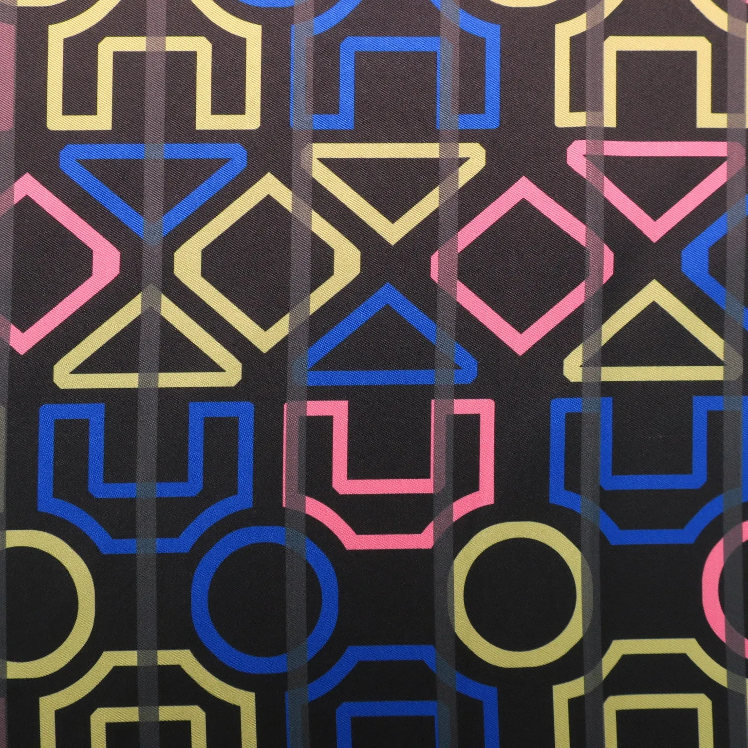 Multicolored Abstract on Black Printed Polyester Mikado Fabric