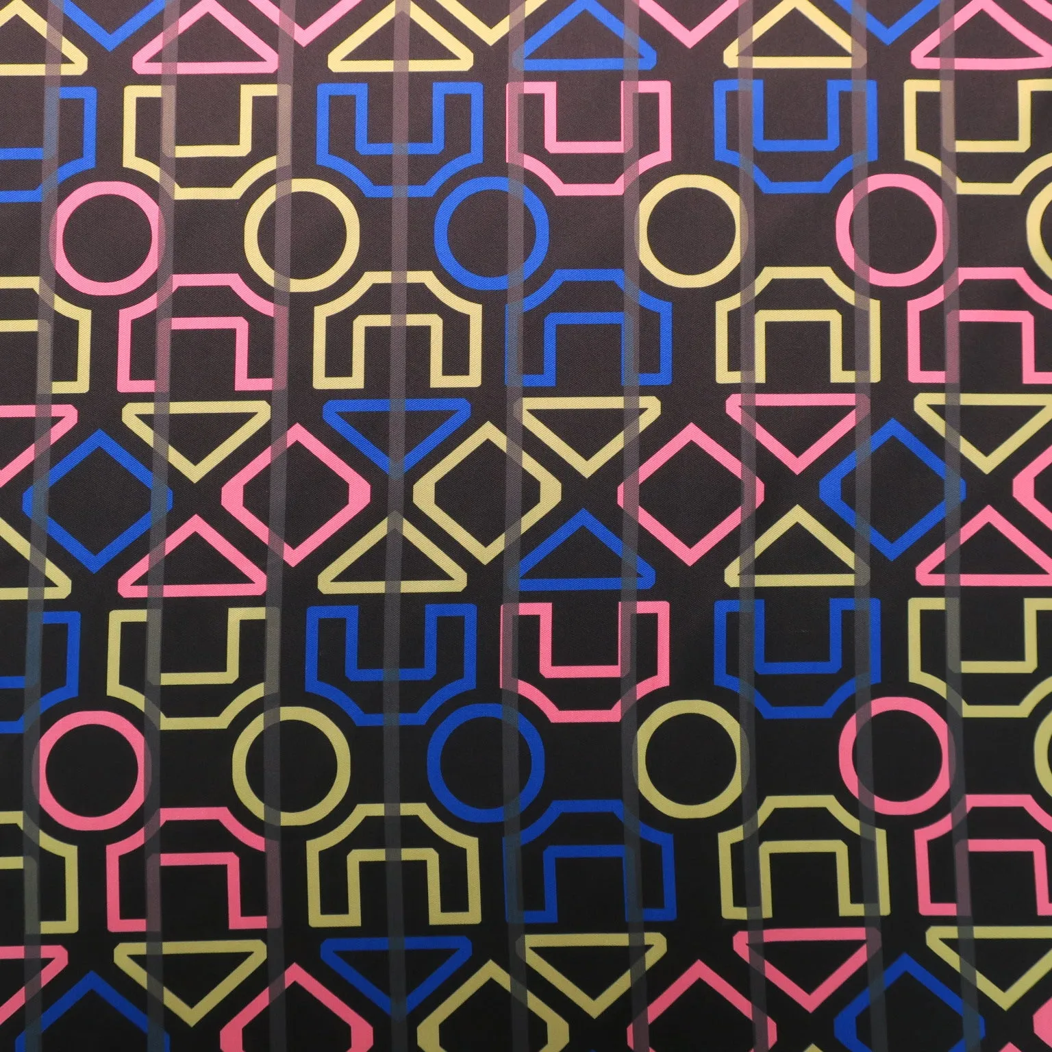 Multicolored Abstract on Black Printed Polyester Mikado Fabric