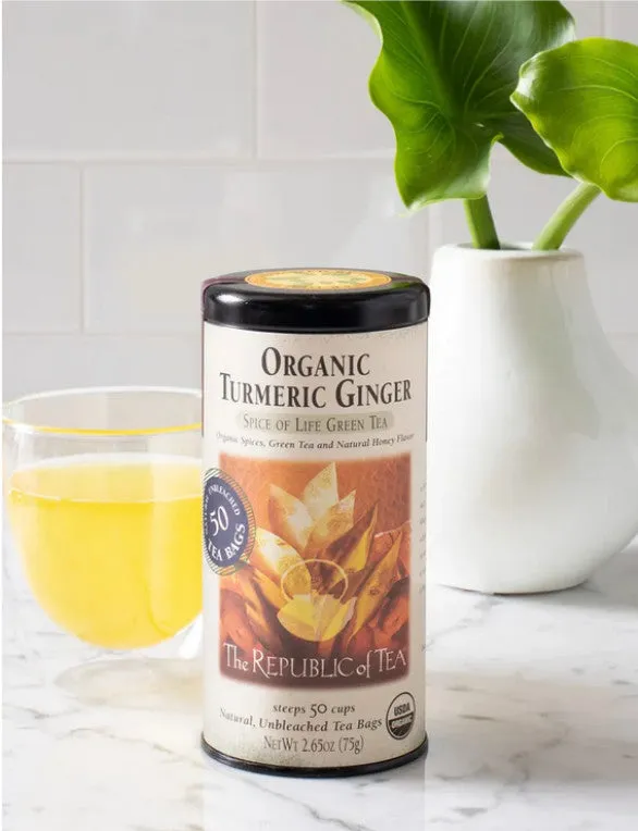 Organic Turmeric Ginger Green Tea Bags 50