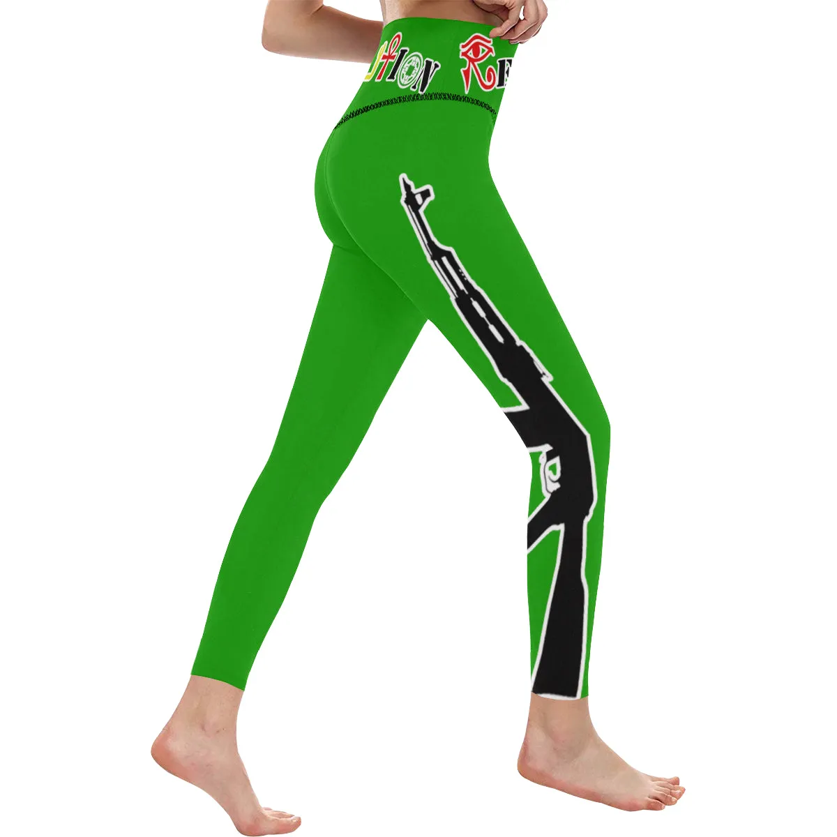 REVOLUTION GREEN All Over Print High-Waisted Leggings