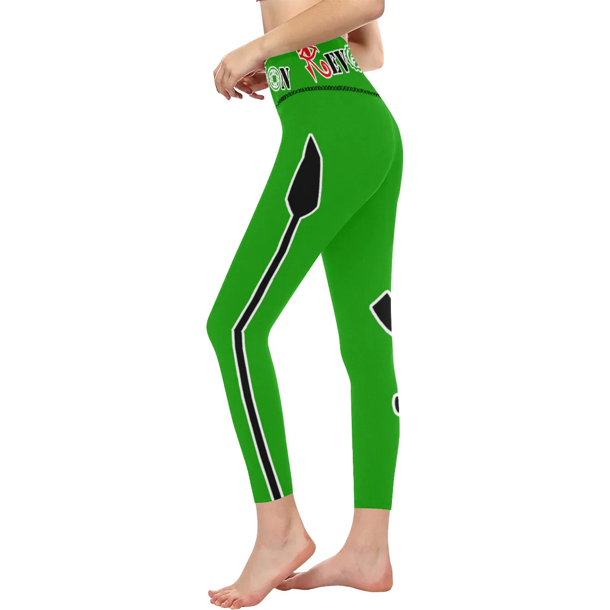 REVOLUTION GREEN All Over Print High-Waisted Leggings