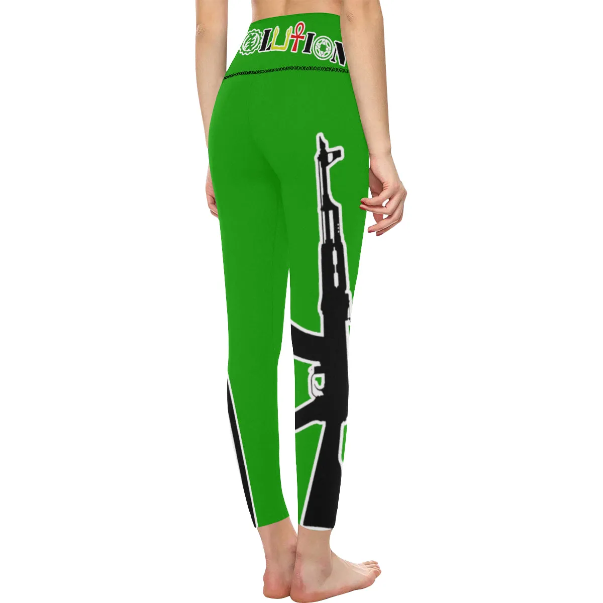 REVOLUTION GREEN All Over Print High-Waisted Leggings