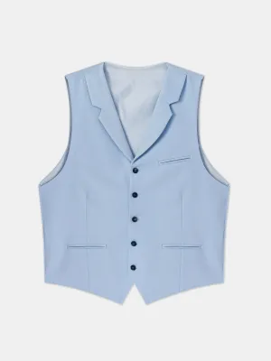 Sky-Blue Single Breasted Vest