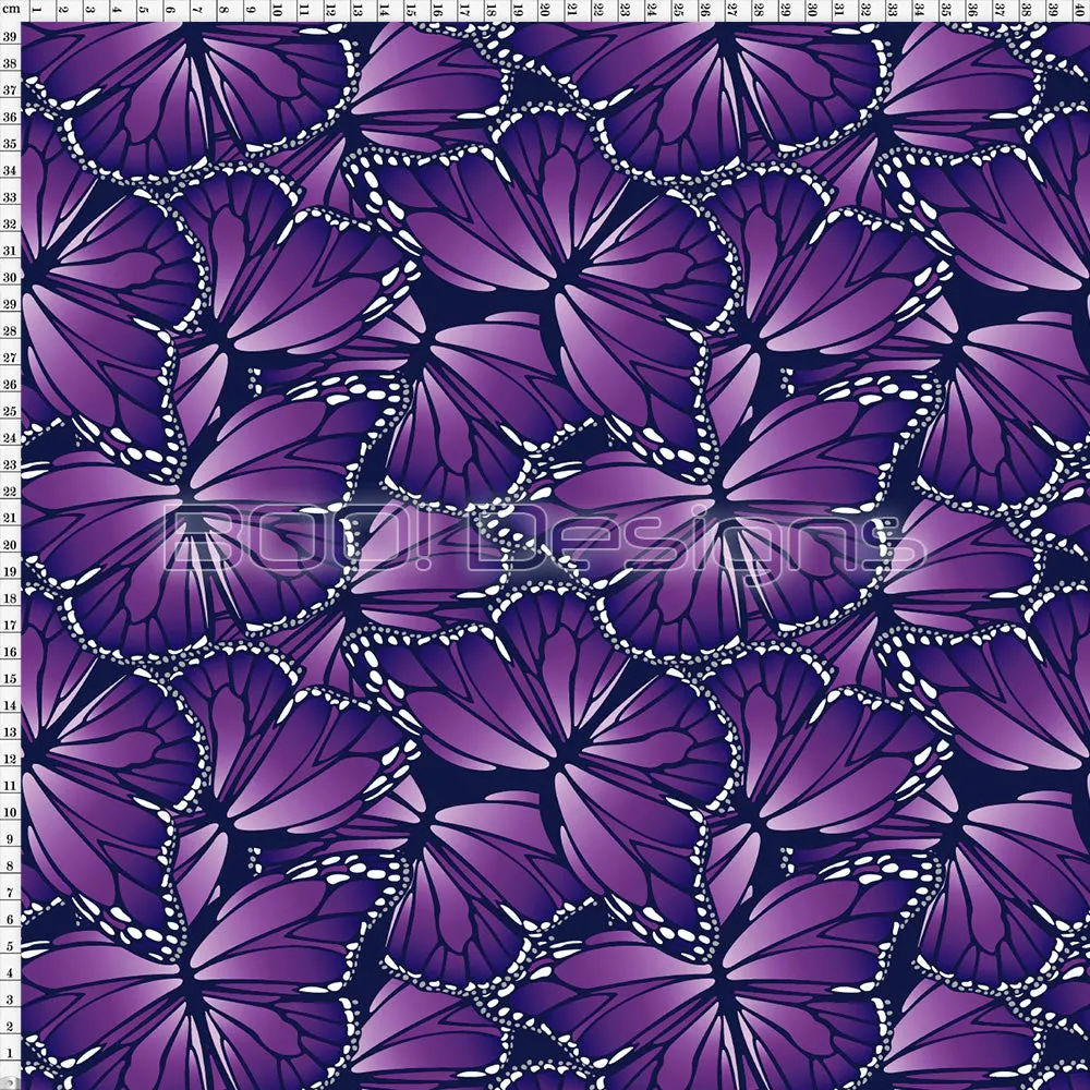 Spandex Butterflies Purple - Glitter Stardust