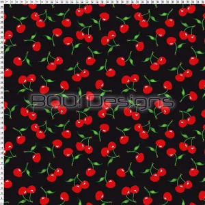 Spandex Cherries Black