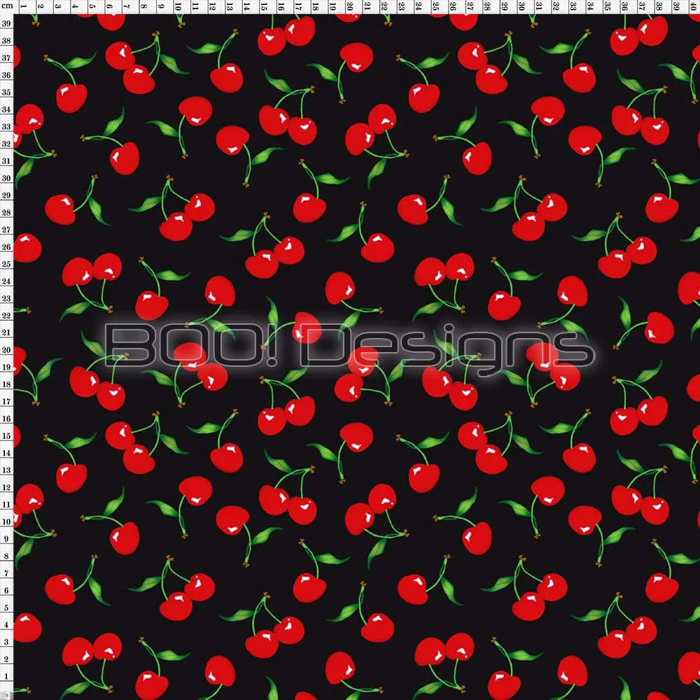 Spandex Cherries Black
