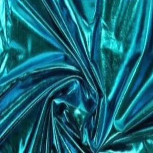 Teal Blue Metallic Foil Apparel Spandex Fabric