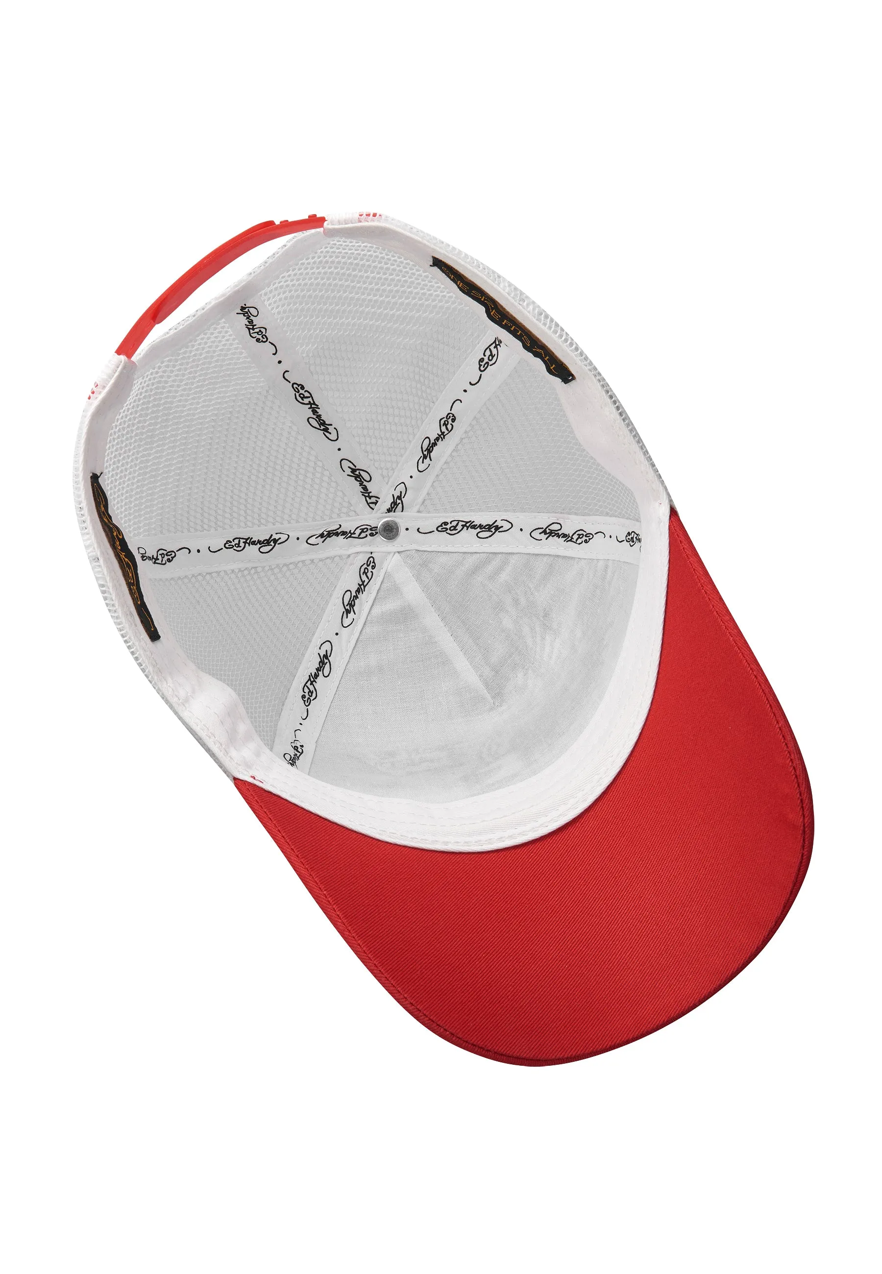 Unisex Eagle-Snake Twill Front Mesh Trucker Cap - Red