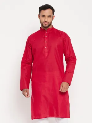 VM BY VASTRAMAY Men's Maroon Cotton Kurta