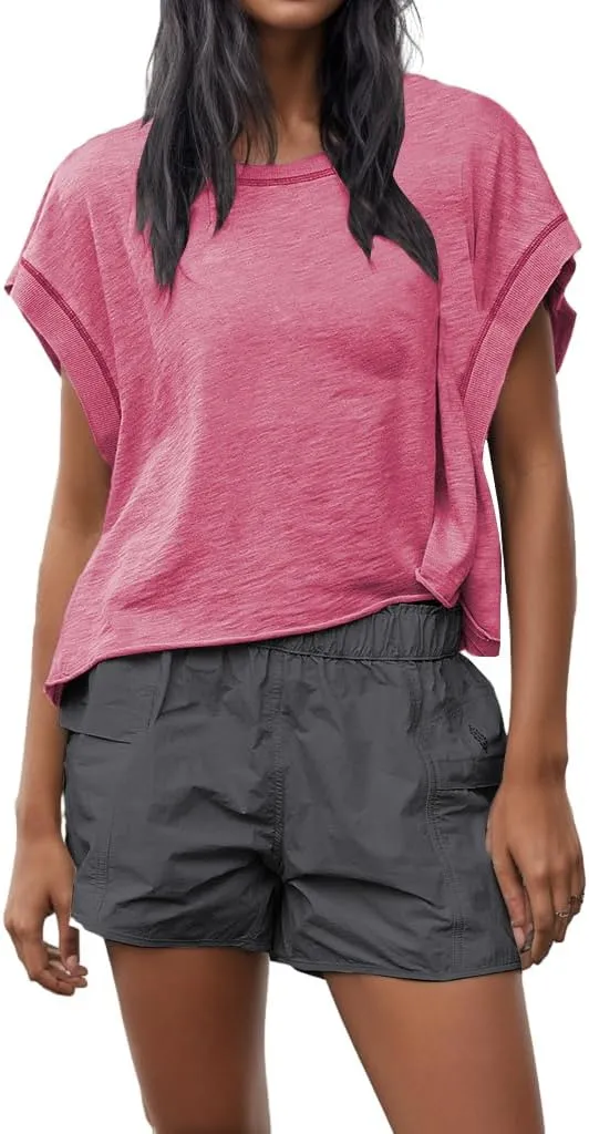 Womens Backless Thin Workout Crop Tops Cutout Back Sports T-Shirts Exercise Blouse Tee Top Athletic Gym Yoga Shirt